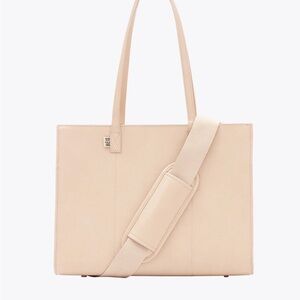 BÉIS Large Work Tote Beige Vegan Leather Laptop Bag – Good Condition/Used